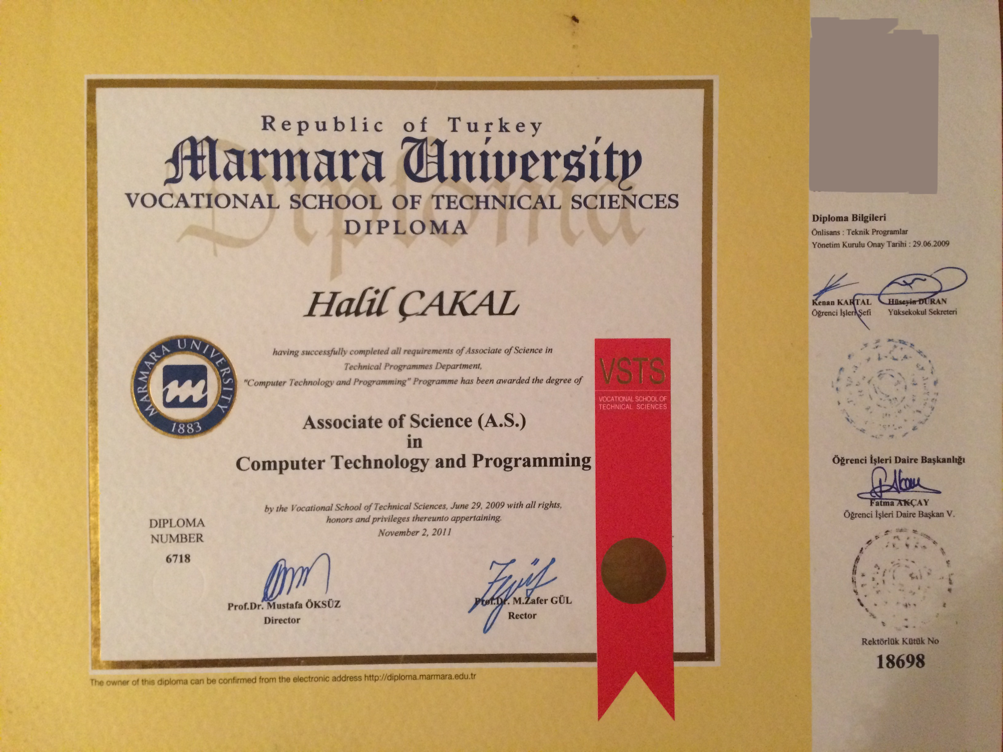 Associate of Science diploma